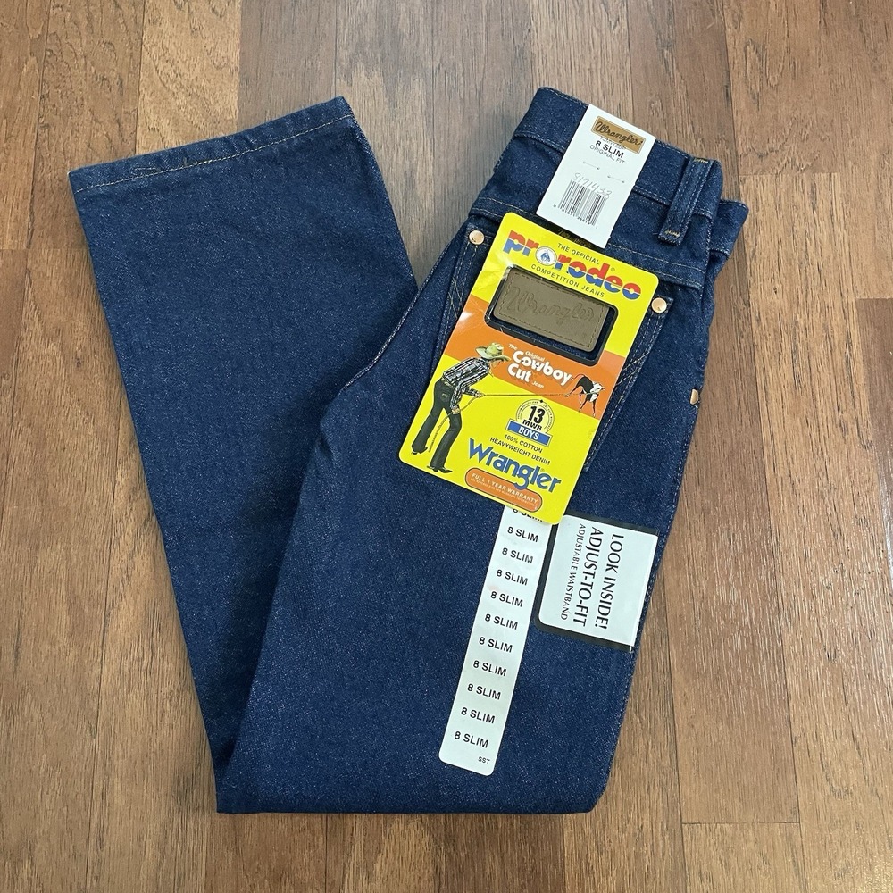 Wrangler Boys Sz 8 Slim Cowboy Cut Jeans 13MWB NWT Adjustable Waist